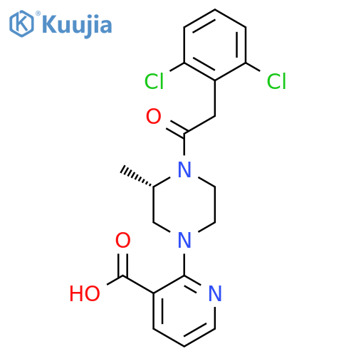 2-(3S)-4-2-(2,6-dichlorophenyl)acetyl-3-methylpiperazin-1-ylpyridine-3-carboxylic acid structure