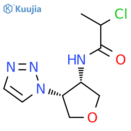 rac-2-chloro-N-[(3R,4S)-4-(1H-1,2,3-triazol-1-yl)oxolan-3-yl]propanamide structure