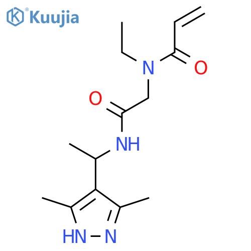 N-({1-(3,5-dimethyl-1H-pyrazol-4-yl)ethylcarbamoyl}methyl)-N-ethylprop-2-enamide structure