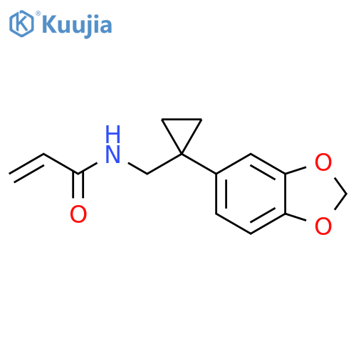 N-{1-(1,3-dioxaindan-5-yl)cyclopropylmethyl}prop-2-enamide structure