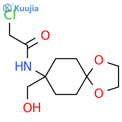 2-chloro-N-8-(hydroxymethyl)-1,4-dioxaspiro4.5decan-8-ylacetamide structure