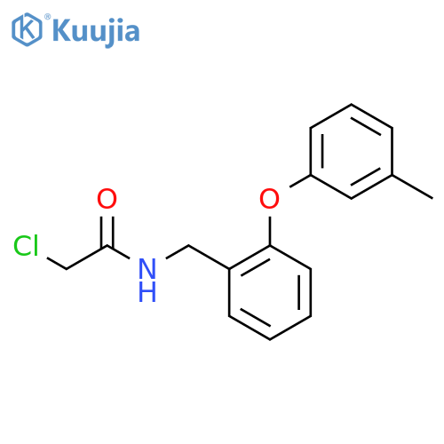 2-chloro-N-{2-(3-methylphenoxy)phenylmethyl}acetamide structure