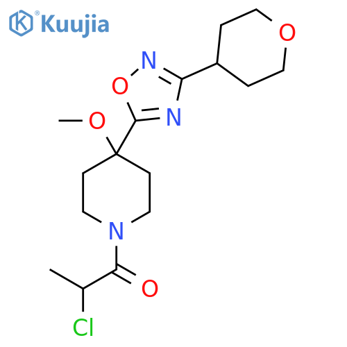 2-Chloro-1-[4-methoxy-4-[3-(oxan-4-yl)-1,2,4-oxadiazol-5-yl]piperidin-1-yl]propan-1-one structure