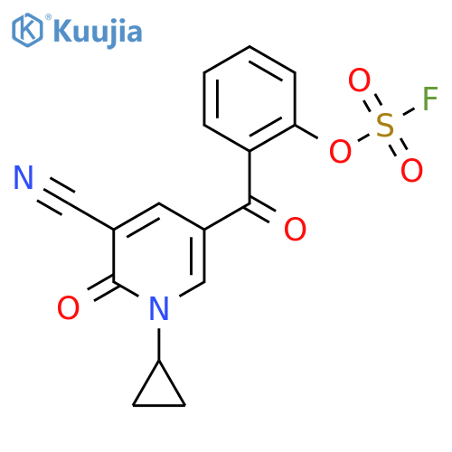 3-Cyano-1-cyclopropyl-5-(2-fluorosulfonyloxybenzoyl)-2-oxopyridine structure
