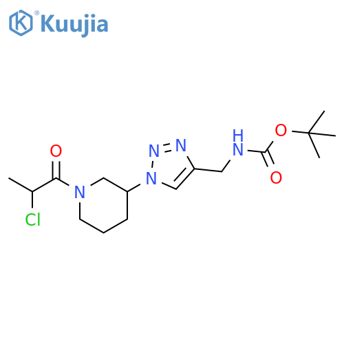 Tert-butyl N-[[1-[1-(2-chloropropanoyl)piperidin-3-yl]triazol-4-yl]methyl]carbamate structure