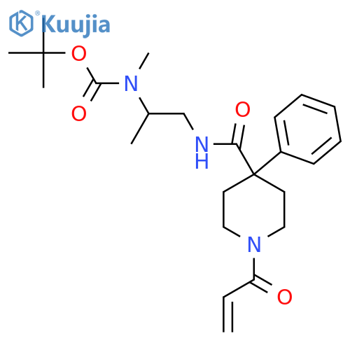 tert-butyl N-methyl-N-(1-{[4-phenyl-1-(prop-2-enoyl)piperidin-4-yl]formamido}propan-2-yl)carbamate structure