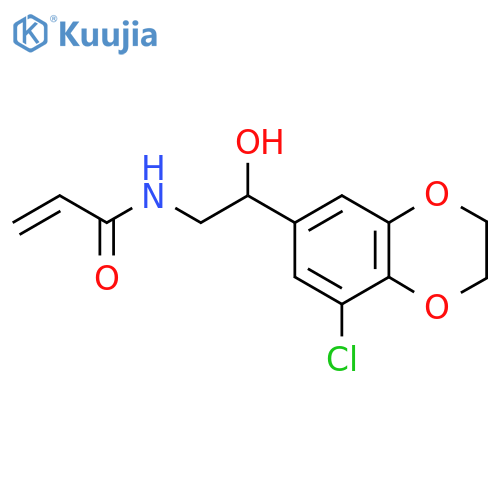 N-[2-(8-chloro-2,3-dihydro-1,4-benzodioxin-6-yl)-2-hydroxyethyl]prop-2-enamide structure