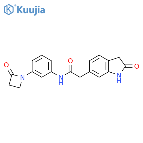 2-(2-oxo-2,3-dihydro-1H-indol-6-yl)-N-[3-(2-oxoazetidin-1-yl)phenyl]acetamide structure