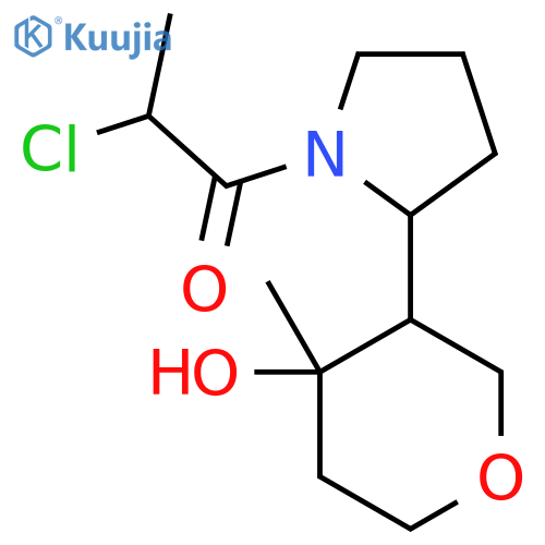 2-Chloro-1-[2-(4-hydroxy-4-methyloxan-3-yl)pyrrolidin-1-yl]propan-1-one structure