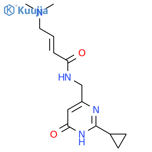 (2E)-N-(2-cyclopropyl-6-oxo-1,6-dihydropyrimidin-4-yl)methyl-4-(dimethylamino)but-2-enamide structure
