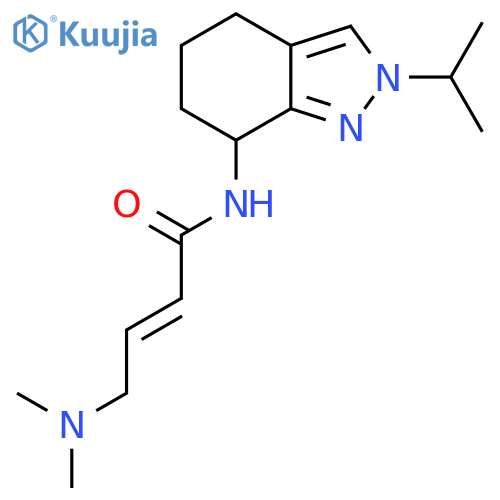(E)-4-(Dimethylamino)-N-(2-propan-2-yl-4,5,6,7-tetrahydroindazol-7-yl)but-2-enamide structure