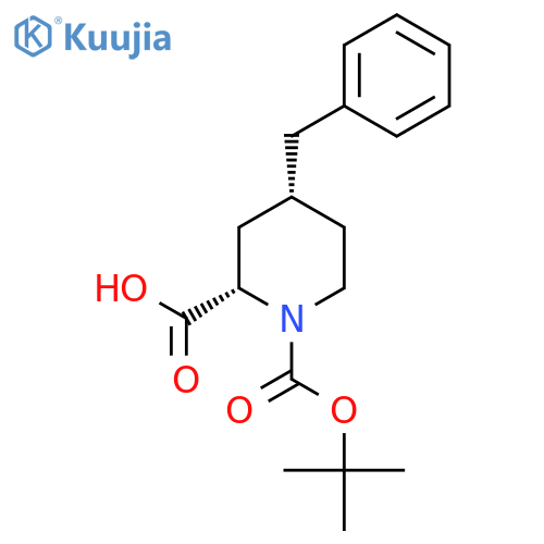 rac-(2R,4S)-4-benzyl-1-[(tert-butoxy)carbonyl]piperidine-2-carboxylic acid structure