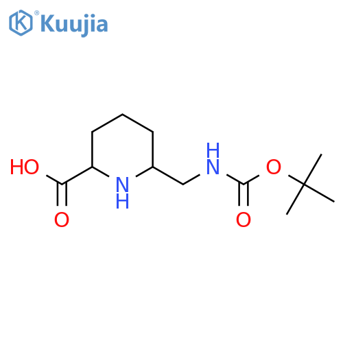 6-({[(Tert-butoxy)carbonyl]amino}methyl)piperidine-2-carboxylic acid structure