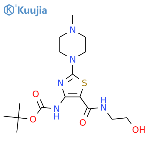 tert-butyl N-{5-[(2-hydroxyethyl)carbamoyl]-2-(4-methylpiperazin-1-yl)-1,3-thiazol-4-yl}carbamate structure