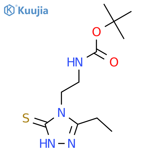 tert-butyl N-2-(3-ethyl-5-sulfanyl-4H-1,2,4-triazol-4-yl)ethylcarbamate structure