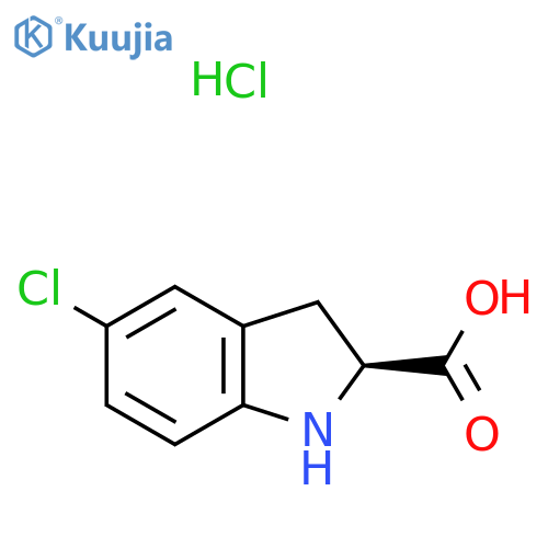 (2S)-5-Chloro-2,3-dihydro-1H-indole-2-carboxylic acid;hydrochloride structure
