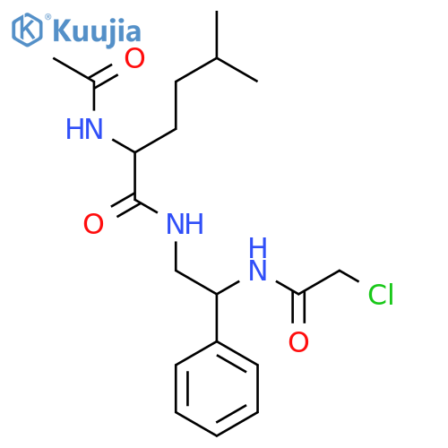 N-[2-(2-chloroacetamido)-2-phenylethyl]-2-acetamido-5-methylhexanamide structure
