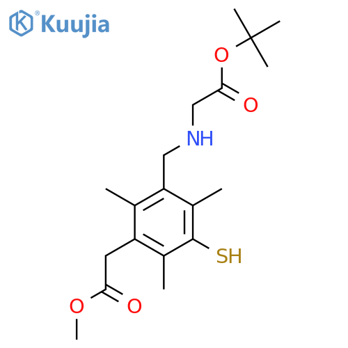 Tert-butyl 2-({[3-(2-methoxy-2-oxoethyl)-2,4,6-trimethyl-5-sulfanylphenyl]methyl}amino)acetate structure
