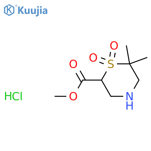 methyl 6,6-dimethyl-1,1-dioxo-1lambda6-thiomorpholine-2-carboxylate hydrochloride structure