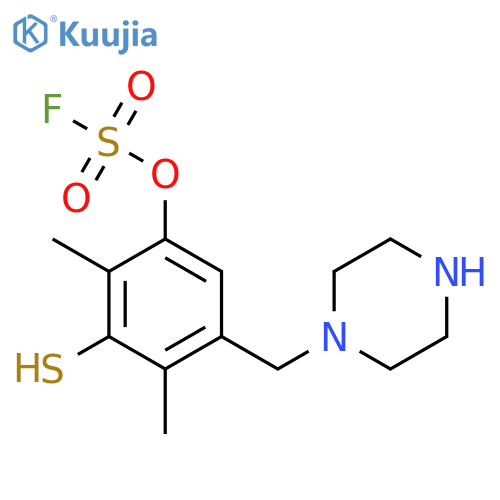2,4-Dimethyl-5-[(piperazin-1-yl)methyl]-3-sulfanylphenyl sulfurofluoridate structure