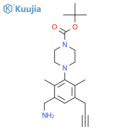 tert-butyl 4-3-(aminomethyl)-2,6-dimethyl-5-(prop-2-yn-1-yl)phenylpiperazine-1-carboxylate structure