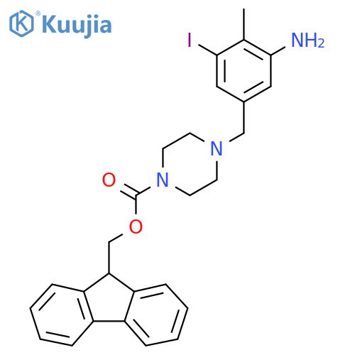 (9H-fluoren-9-yl)methyl 4-(3-amino-5-iodo-4-methylphenyl)methylpiperazine-1-carboxylate structure