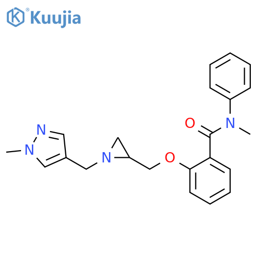 N-Methyl-2-[[1-[(1-methylpyrazol-4-yl)methyl]aziridin-2-yl]methoxy]-N-phenylbenzamide structure