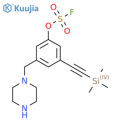 3-[(Piperazin-1-yl)methyl]-5-[2-(trimethylsilyl)ethynyl]phenyl sulfurofluoridate structure