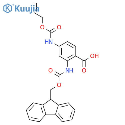 2-({(9H-fluoren-9-yl)methoxycarbonyl}amino)-4-{(prop-2-en-1-yloxy)carbonylamino}benzoic acid structure