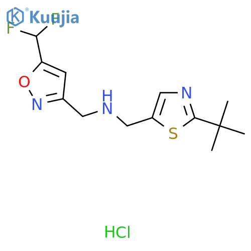 (2-tert-butyl-1,3-thiazol-5-yl)methyl({5-(difluoromethyl)-1,2-oxazol-3-ylmethyl})amine hydrochloride structure