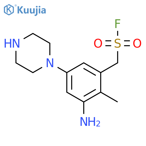 3-amino-2-methyl-5-(piperazin-1-yl)phenylmethanesulfonyl fluoride structure