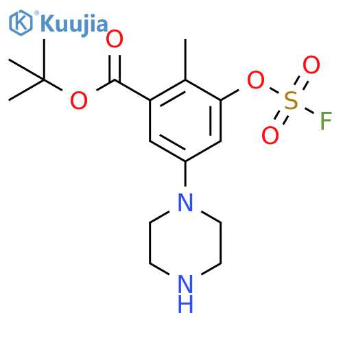 Tert-butyl 3-[(fluorosulfonyl)oxy]-2-methyl-5-(piperazin-1-yl)benzoate structure