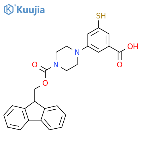 3-(4-{(9H-fluoren-9-yl)methoxycarbonyl}piperazin-1-yl)-5-sulfanylbenzoic acid structure