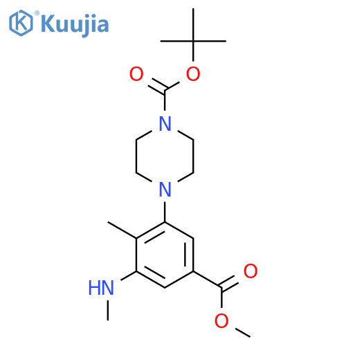tert-butyl 4-5-(methoxycarbonyl)-2-methyl-3-(methylamino)phenylpiperazine-1-carboxylate structure