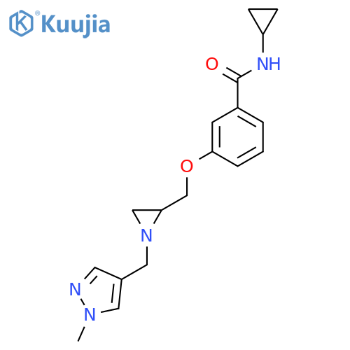 N-Cyclopropyl-3-[[1-[(1-methylpyrazol-4-yl)methyl]aziridin-2-yl]methoxy]benzamide structure