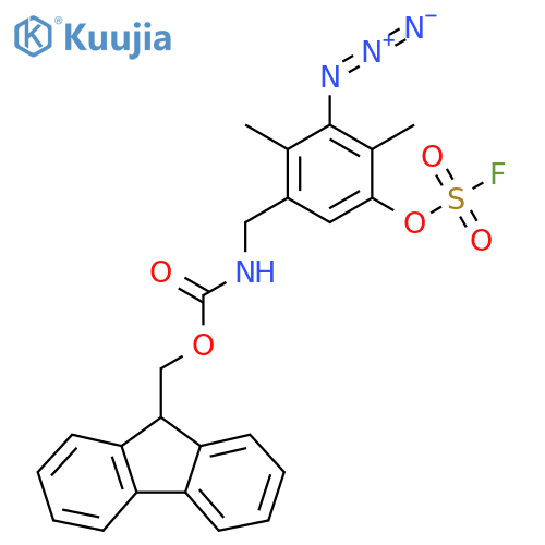 (9H-fluoren-9-yl)methyl N-({3-azido-5-(fluorosulfonyl)oxy-2,4-dimethylphenyl}methyl)carbamate structure