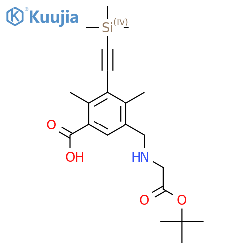 5-({[2-(Tert-butoxy)-2-oxoethyl]amino}methyl)-2,4-dimethyl-3-[2-(trimethylsilyl)ethynyl]benzoic acid structure