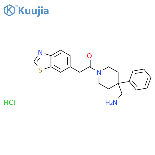 1-4-(aminomethyl)-4-phenylpiperidin-1-yl-2-(1,3-benzothiazol-6-yl)ethan-1-one hydrochloride structure