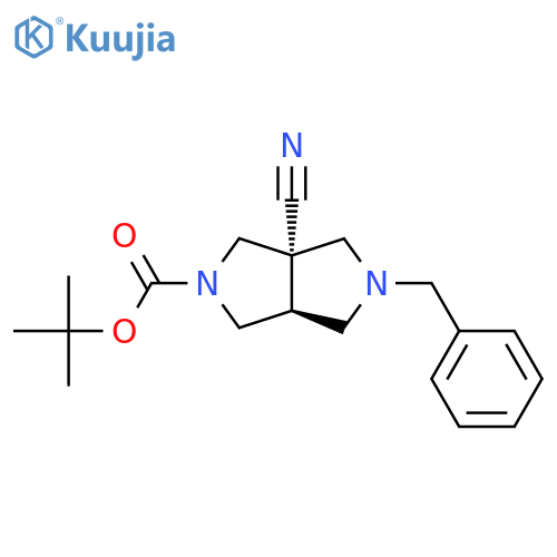 Tert-butyl (3aS,6aS)-2-benzyl-3a-cyano-3,4,6,6a-tetrahydro-1H-pyrrolo[3,4-c]pyrrole-5-carboxylate structure
