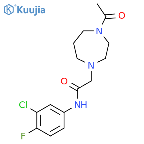 2-(4-acetyl-1,4-diazepan-1-yl)-N-(3-chloro-4-fluorophenyl)acetamide structure