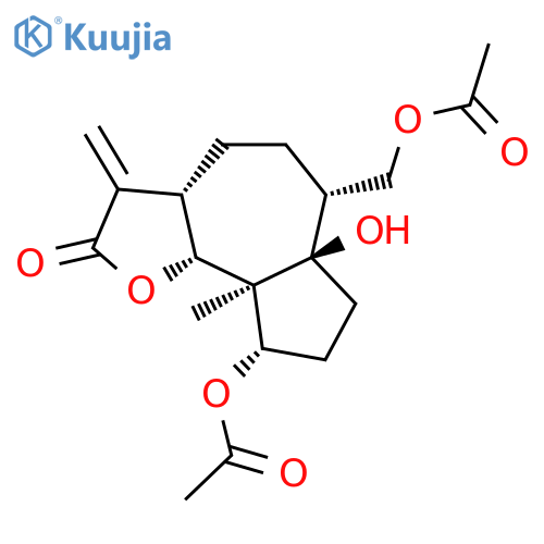 (3aS,9bβ)-Dodecahydro-9α-acetoxy-6α-acetoxymethyl-6aβ-hydroxy-9aα-methyl-3-methyleneazuleno[4,5-b]furan-2-one structure