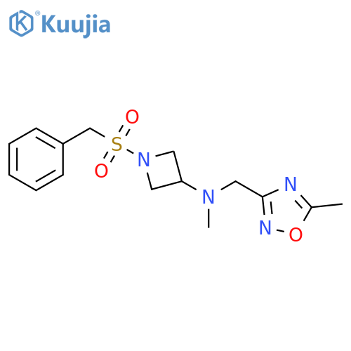 N-methyl-N-[(5-methyl-1,2,4-oxadiazol-3-yl)methyl]-1-phenylmethanesulfonylazetidin-3-amine structure