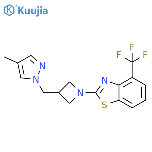 2-{3-[(4-methyl-1H-pyrazol-1-yl)methyl]azetidin-1-yl}-4-(trifluoromethyl)-1,3-benzothiazole structure