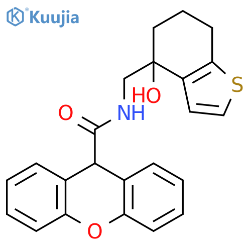 N-[(4-hydroxy-4,5,6,7-tetrahydro-1-benzothiophen-4-yl)methyl]-9H-xanthene-9-carboxamide structure