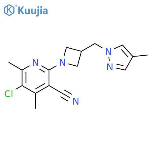 5-chloro-4,6-dimethyl-2-{3-[(4-methyl-1H-pyrazol-1-yl)methyl]azetidin-1-yl}pyridine-3-carbonitrile structure