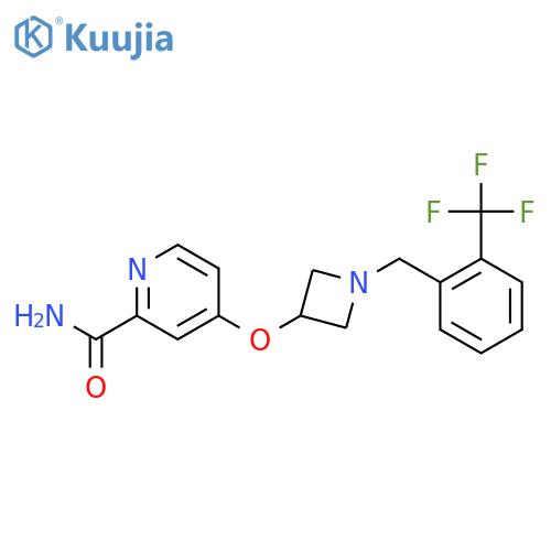4-[(1-{[2-(Trifluoromethyl)phenyl]methyl}azetidin-3-yl)oxy]pyridine-2-carboxamide structure