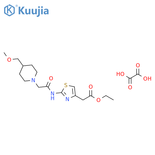 ethyl 2-(2-{2-4-(methoxymethyl)piperidin-1-ylacetamido}-1,3-thiazol-4-yl)acetate; oxalic acid structure