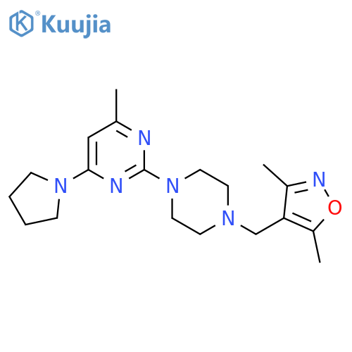 2-{4-[(3,5-Dimethyl-1,2-oxazol-4-yl)methyl]piperazin-1-yl}-4-methyl-6-(pyrrolidin-1-yl)pyrimidine structure