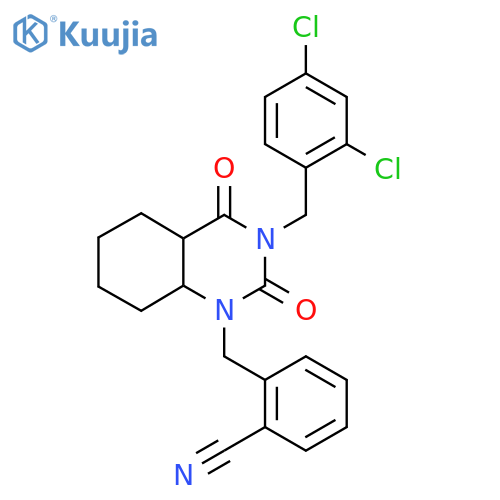 2-({3-[(2,4-Dichlorophenyl)methyl]-2,4-dioxo-1,2,3,4-tetrahydroquinazolin-1-yl}methyl)benzonitrile structure