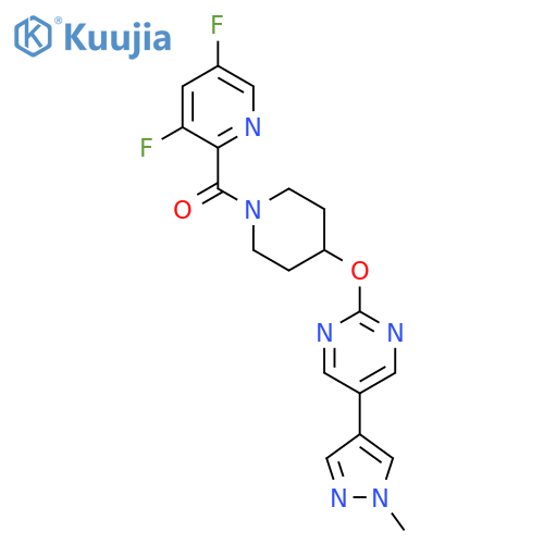 2-{[1-(3,5-difluoropyridine-2-carbonyl)piperidin-4-yl]oxy}-5-(1-methyl-1H-pyrazol-4-yl)pyrimidine structure